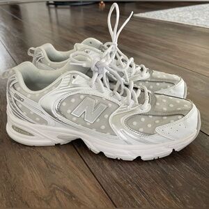 NEW BALANCE 530 'White Silver Metallic Polka Dots' Men size US 10.5